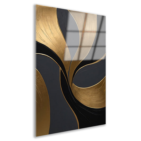 Dynamische Abstractie van Goud en Zwart Acrylglas