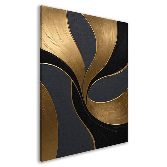 Dynamische Abstractie van Goud en Zwart canvas