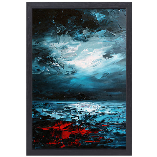 Dynamische abstracte zee- en luchtkunst canvas met baklijst