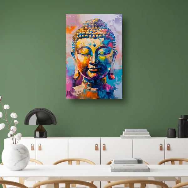 Abstracte Kleurrijke Interpretatie van een Boeddha Hoofd poster