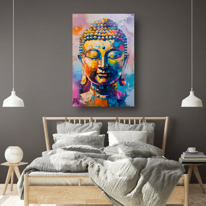 Abstracte Kleurrijke Interpretatie van een Boeddha Hoofd poster