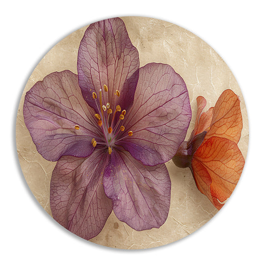 Paarse bloem met vintage achtergrond forex muurcirkel