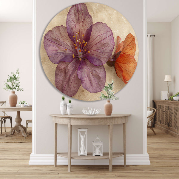 Paarse bloem met vintage achtergrond forex muurcirkel
