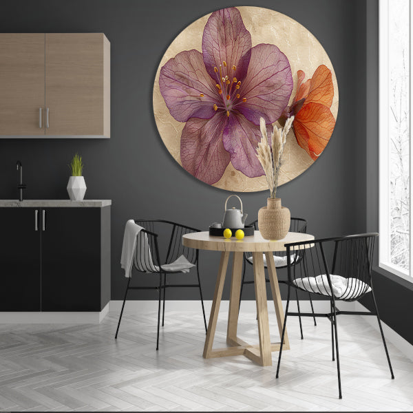 Paarse bloem met vintage achtergrond forex muurcirkel