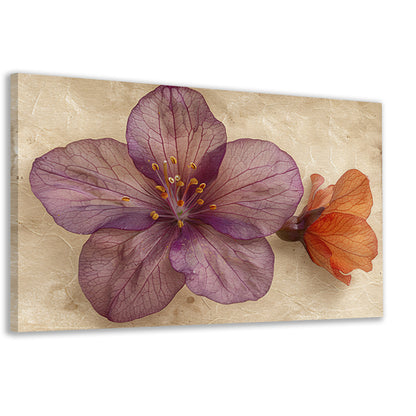 Paarse bloem met vintage achtergrond canvas