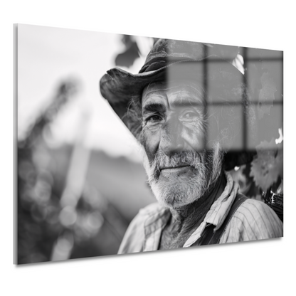 Levenstekening van een oude wijnboer acrylglas