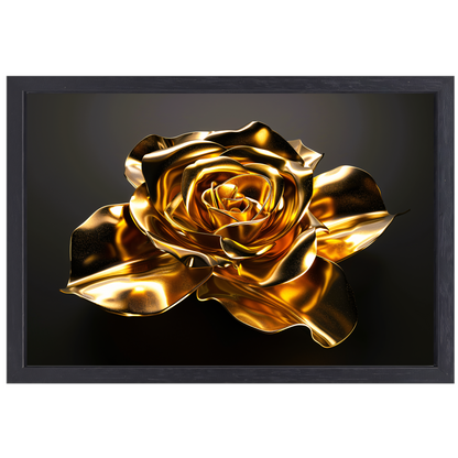 Prachtige Gouden Roos met Schitterende Glans canvas met baklijst