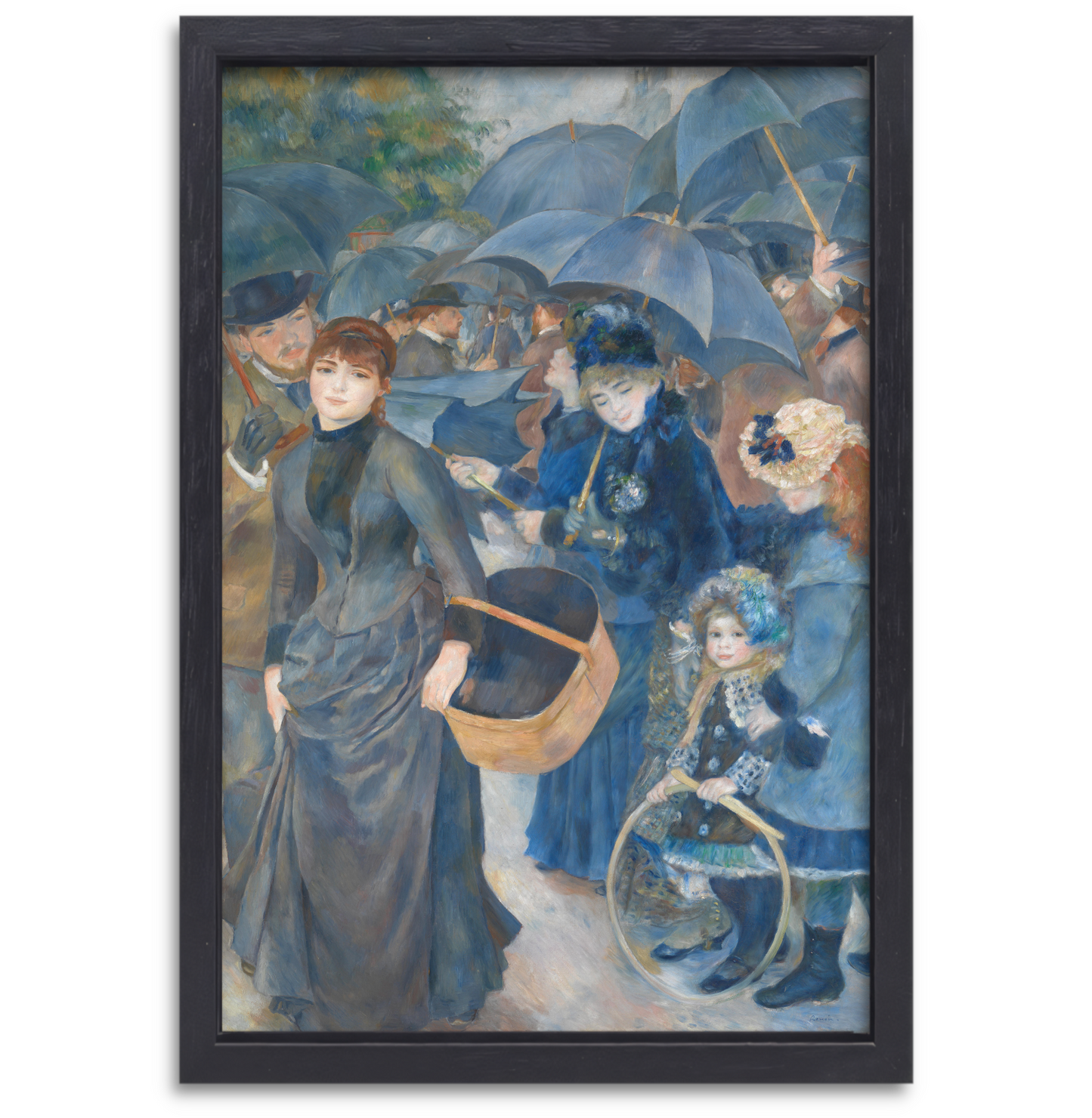 De paraplus - Pierre-Auguste Renoir canvas met baklijst