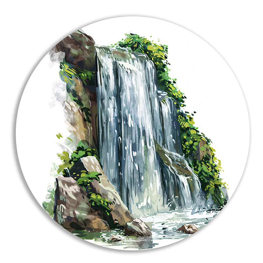 Waterval omringd door natuur en rotsen forex muurcirkel