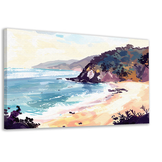 Minimalistisch schilderij van strand bij zonsopgang canvas