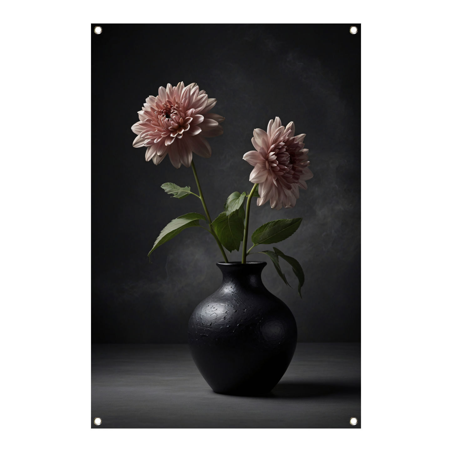 Elegante zwarte vaas met beige bloem tuinposter
