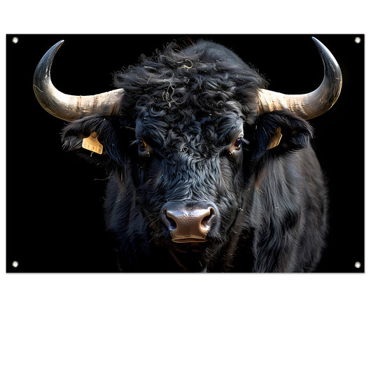 Stier met krachtige hoorns tuinposter