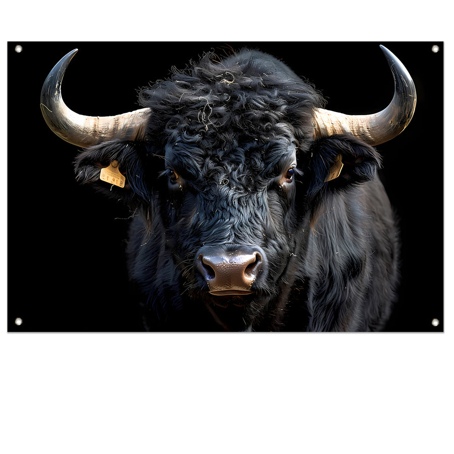 Stier met krachtige hoorns tuinposter