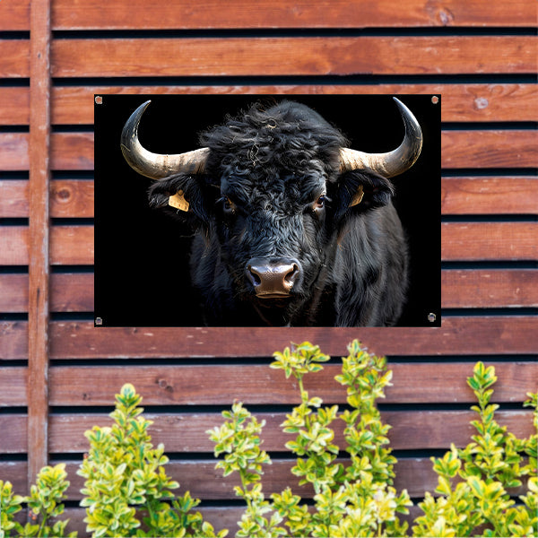 Stier met krachtige hoorns tuinposter