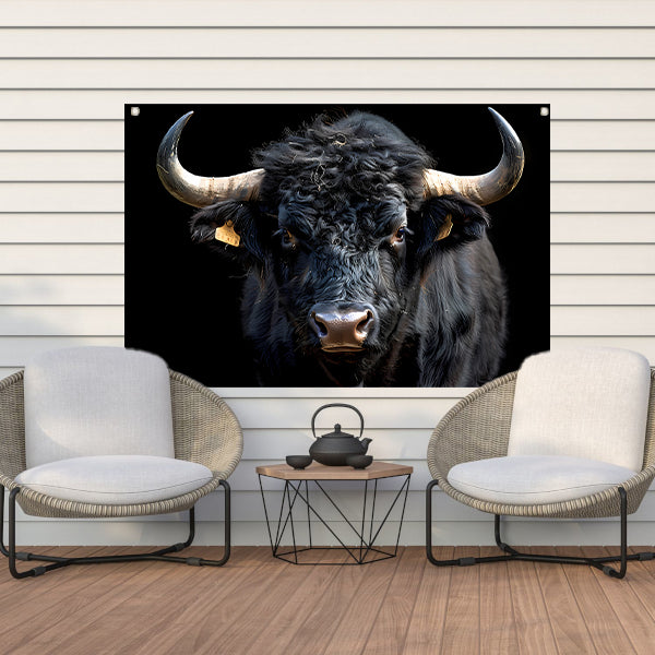 Stier met krachtige hoorns tuinposter