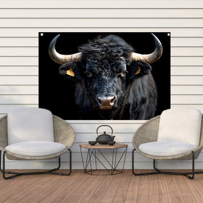 Stier met krachtige hoorns tuinposter