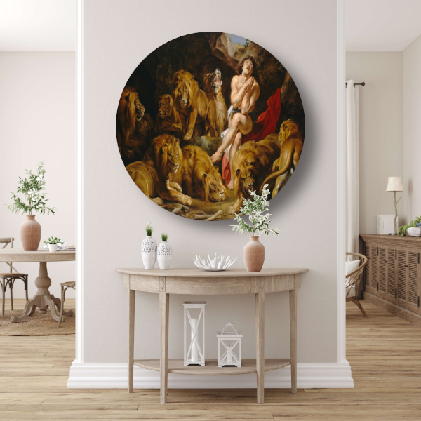 Daniël in de leeuwenkuil - Peter Paul Rubens aluminium muurcirkel