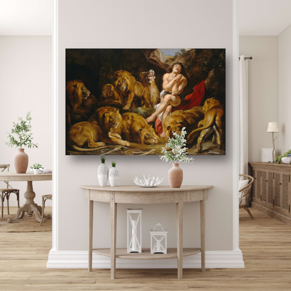 Daniël in de leeuwenkuil - Peter Paul Rubens canvas met baklijst