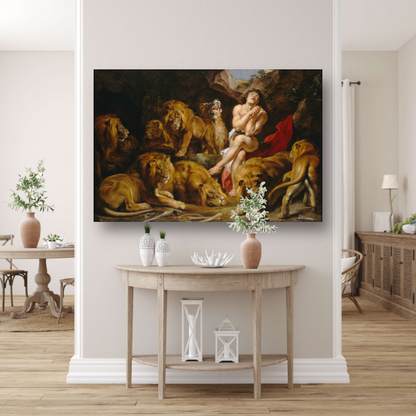 Daniël in de leeuwenkuil - Peter Paul Rubens canvas met baklijst