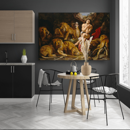 Daniël in de leeuwenkuil - Peter Paul Rubens canvas met baklijst