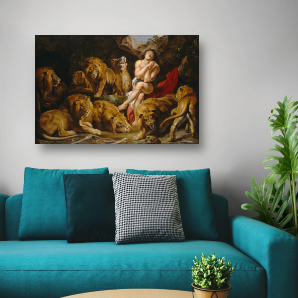 Daniël in de leeuwenkuil - Peter Paul Rubens canvas met baklijst