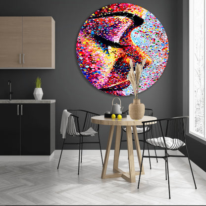 Kleurrijk abstract portret van een gezicht aluminium muurcirkel