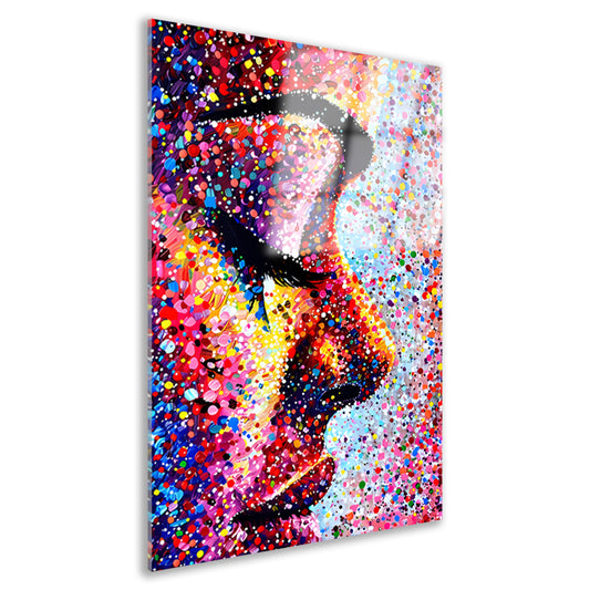 Kleurrijk abstract portret van een gezicht acrylglas