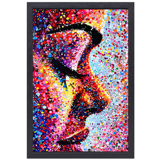 Kleurrijk abstract portret van een gezicht canvas met baklijst