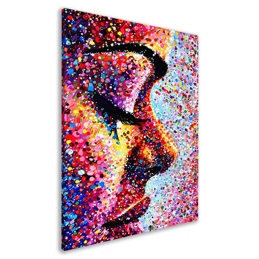 Kleurrijk abstract portret van een gezicht canvas