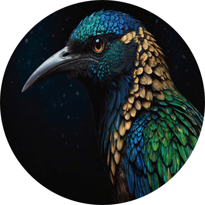 Schitterende Vogel met Kleurrijke Verentooi aluminium muurcirkel