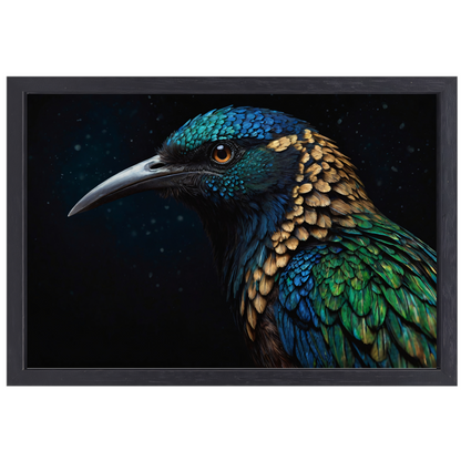 Schitterende Vogel met Kleurrijke Verentooi canvas met baklijst