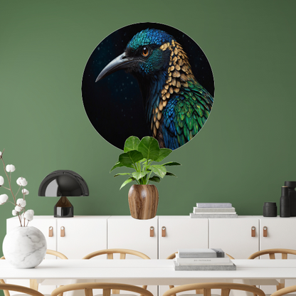 Schitterende Vogel met Kleurrijke Verentooi aluminium muurcirkel