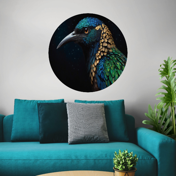 Schitterende Vogel met Kleurrijke Verentooi aluminium muurcirkel