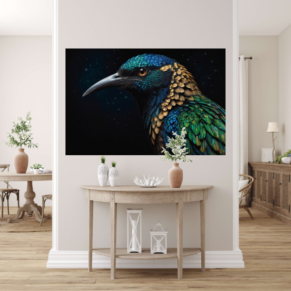 Schitterende Vogel met Kleurrijke Verentooi poster