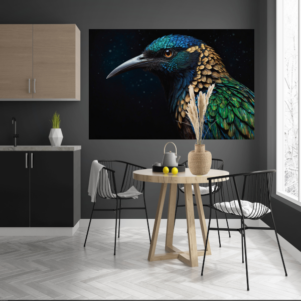 Schitterende Vogel met Kleurrijke Verentooi poster