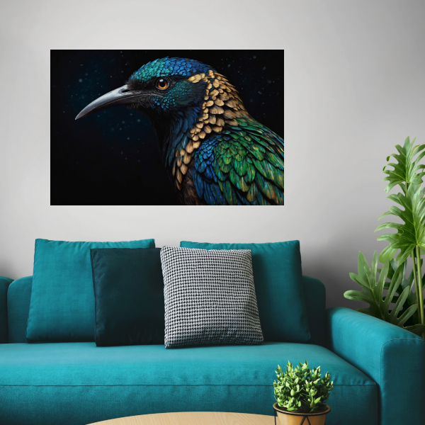 Schitterende Vogel met Kleurrijke Verentooi poster