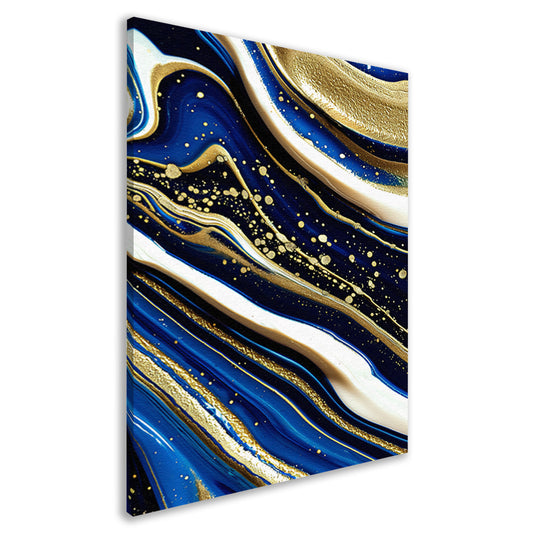 Abstracte waterval kunst met gouden accenten canvas