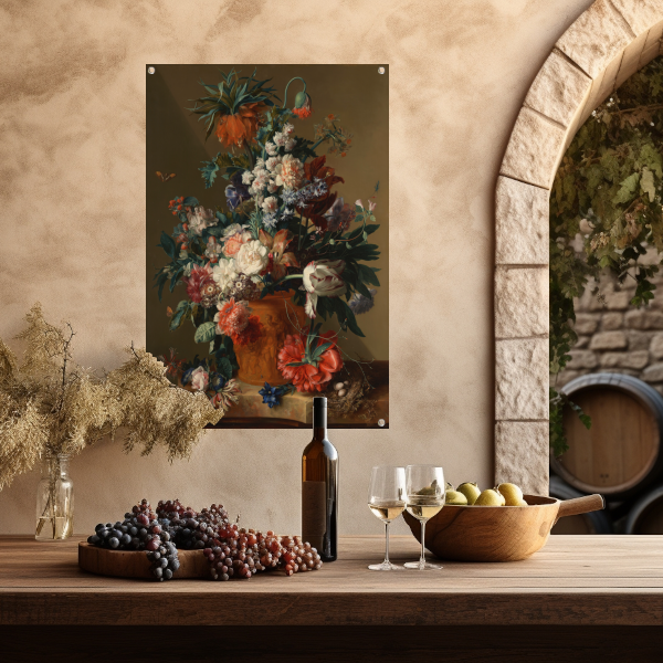 Vaas met bloemen - Jan van Huysum tuinposter