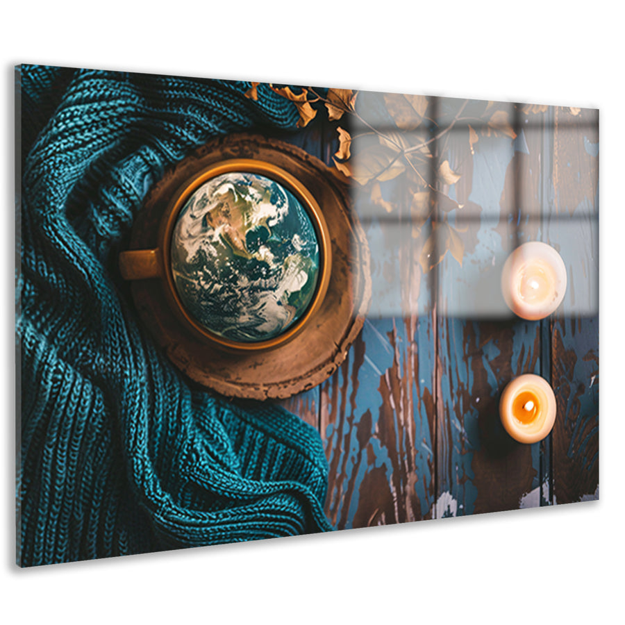 Aarde in een warme, serene setting acrylglas