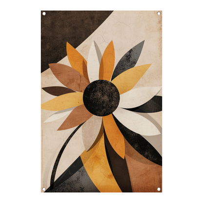 Abstracte Sepia Zonnebloem Geometrisch Ontwerp tuinposter
