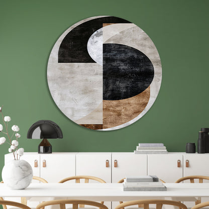 Abstracte compositie met monochrome texturen forex muurcirkel