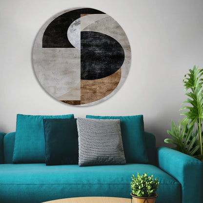 Abstracte compositie met monochrome texturen forex muurcirkel