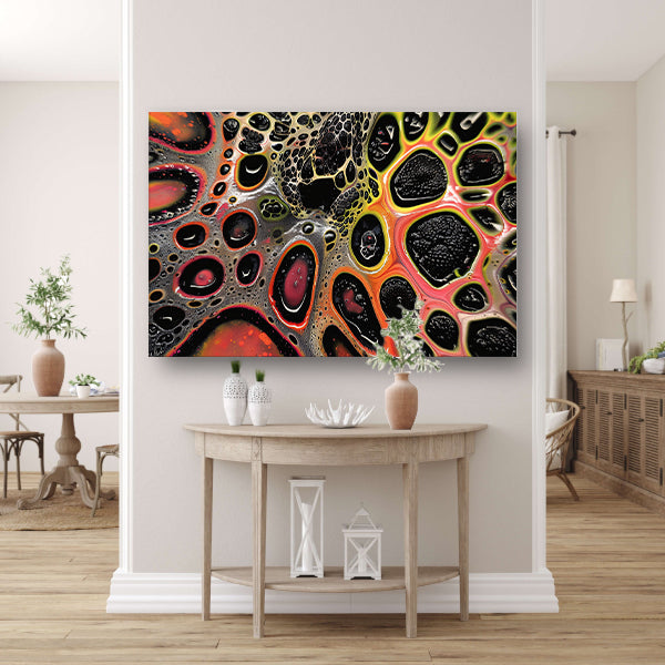 Abstract kleurrijk kunstwerk met dynamische patronen poster