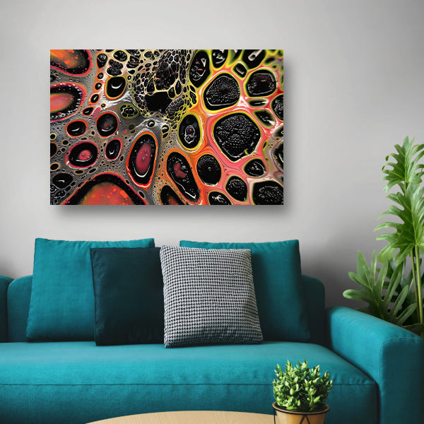 Abstract kleurrijk kunstwerk met dynamische patronen poster