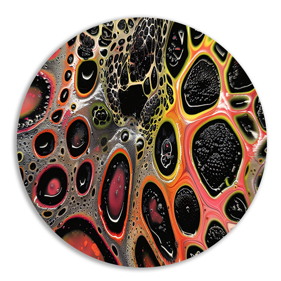 Abstract kleurrijk kunstwerk met dynamische patronen aluminium muurcirkel