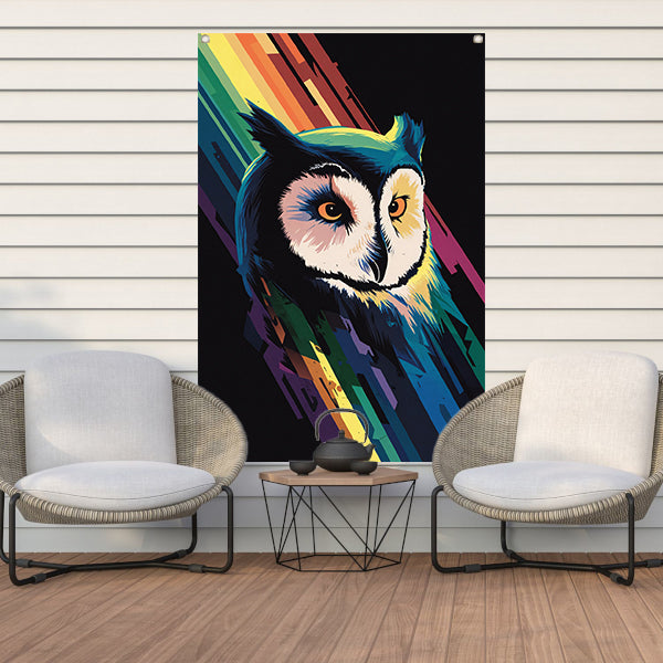 Kleurrijke abstracte uil kunst print tuinposter