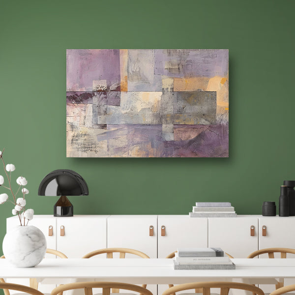 Moderne abstracte skyline met paarse tinten poster