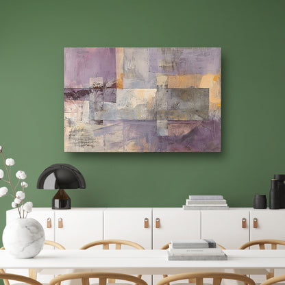 Moderne abstracte skyline met paarse tinten poster