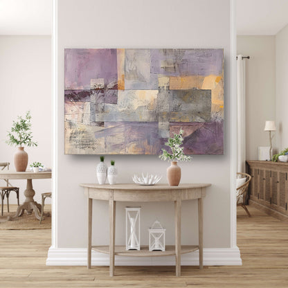 Moderne abstracte skyline met paarse tinten poster