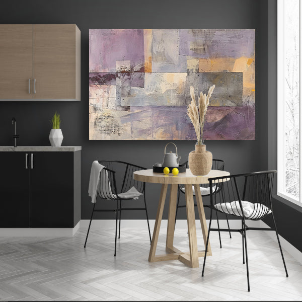 Moderne abstracte skyline met paarse tinten poster
